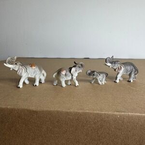 Vintage Ceramic Elephant Figurines Micro Miniature Gray Baby Animals‎